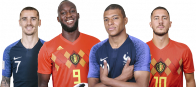 Antoine Griezmann, Romelu Lukaku, Kylian Mbappé & Eden Hazard