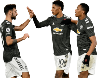 Bruno Fernandes, Marcus Rashford & Anthony Martial