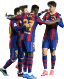 Lionel Messi, Riqui Puig, Ilaix Moriba & Francisco Trincão football render